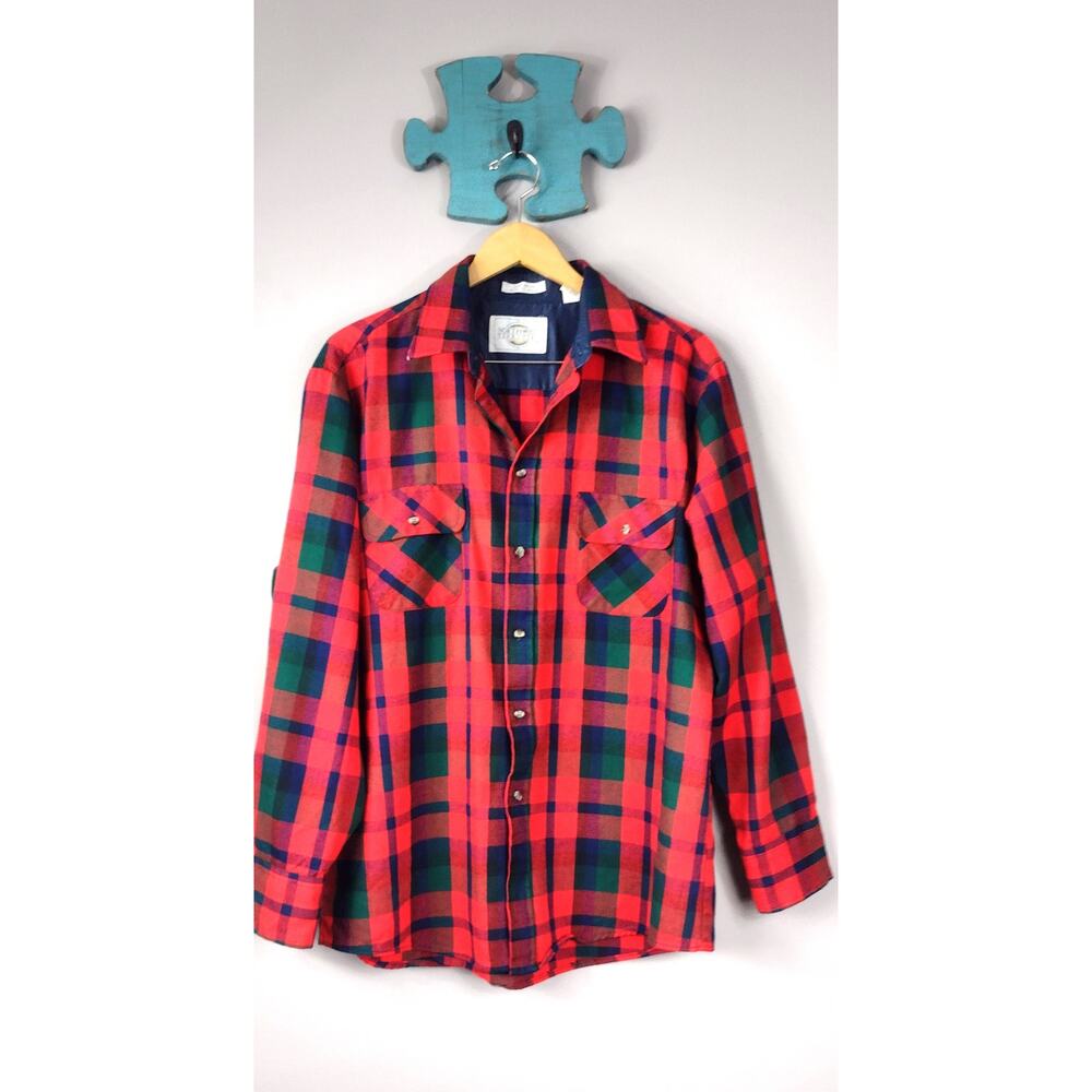 Vintage Northwest Territory Red Plaid Mens Shirt Large Button Up Workwear